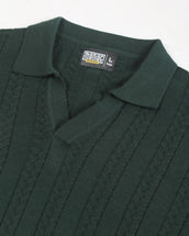 Dark Green Evergreen Flat-Knit Half Sleeve Polo T-Shirt