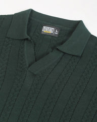 Dark Green Evergreen Flat-Knit Half Sleeve Polo T-Shirt