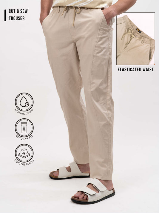 Cut & Sew Light Beige Trouser
