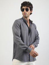 Self Jacquard Blue  Full Sleeve Shirt