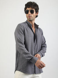 Self Jacquard Blue  Full Sleeve Shirt