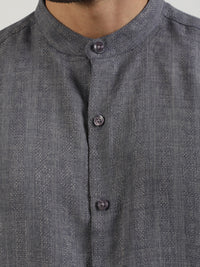 Self Jacquard Blue  Full Sleeve Shirt