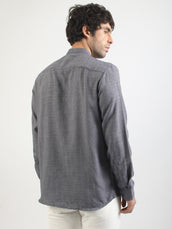 Self Jacquard Blue  Full Sleeve Shirt
