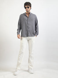Self Jacquard Blue  Full Sleeve Shirt
