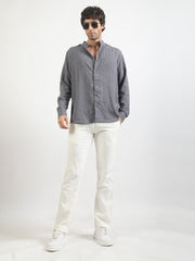 Self Jacquard Blue  Full Sleeve Shirt