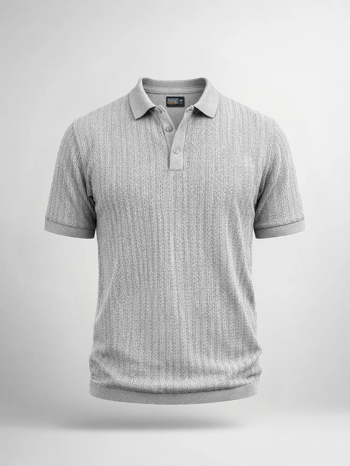 Grey half sleeve classic rib knit polo t-shirt for men - view 7