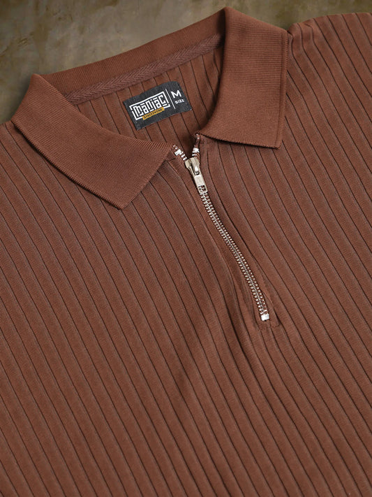 DropKnit Brown Polo Half Sleeve T-Shirt