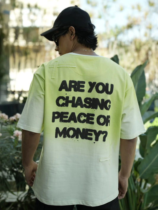 Maniac Mens Oversized Round Neck Ombre Reality Printed T-Shirt