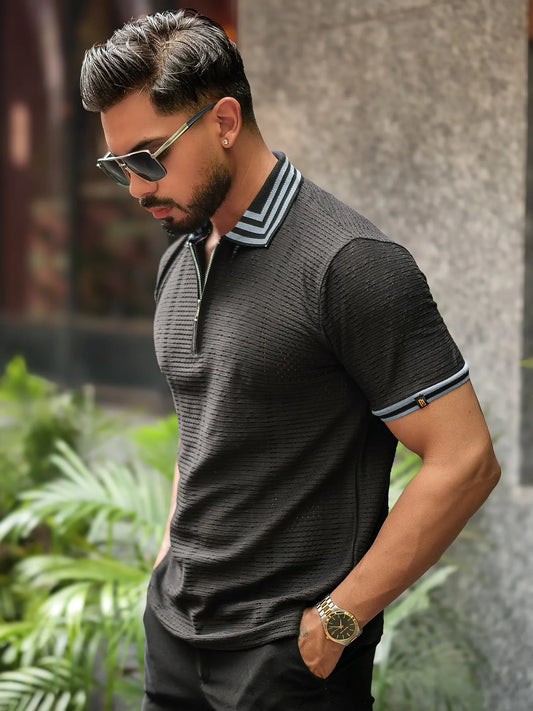 Midnight Black Half Slevee Polo T-Shirt