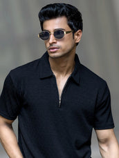 Frank Black Half Sleeve Polo T-Shirt