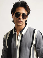 High Street Cream, Grey Full Sleeve Polo T-Shirt