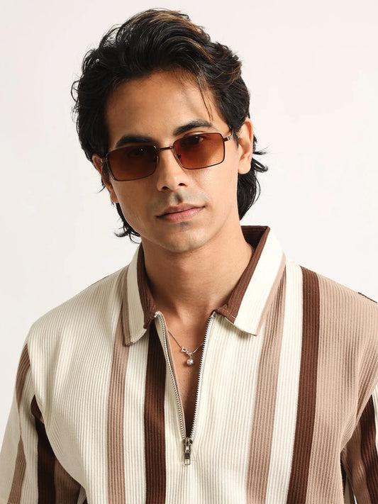 High Street Cream, Brown Half Sleeve Polo T-Shirt