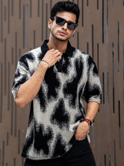 Spray Art Half White Half Sleeve Polo T-Shirt