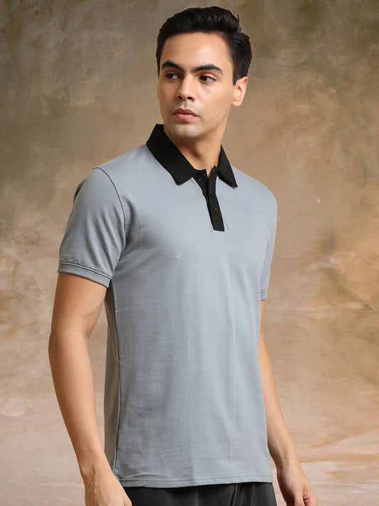 Plain Light Grey Polo Half Sleeve T-Shirt