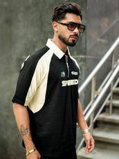 Speed Black Polo Half Sleeve T-Shirt