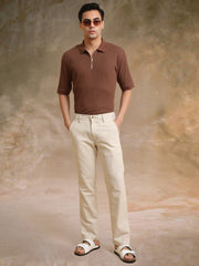 DropKnit Brown Polo Half Sleeve T-Shirt