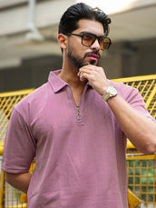 Brooklyn Half Zipper Dark Green Polo Half Sleeve T-Shirt