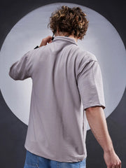 Seersucker Grey Polo Half Sleeve T-Shirt