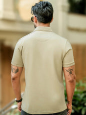 TwillTape Beige Core Half Sleeve Polo T-Shirt