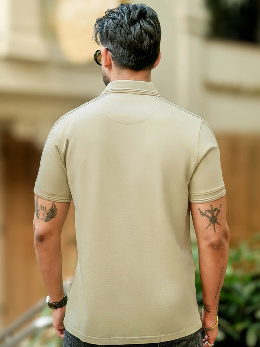 TwillTape Beige Core Half Sleeve Polo T-Shirt