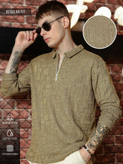 Hyper Mesh Dusty Green Full Sleeve Polo T-Shirt