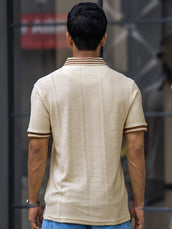 Cream Half Sleeve Polo T-Shirt