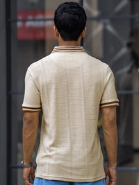 Cream Half Sleeve Polo T-Shirt