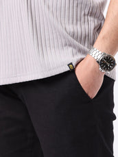 DropKnit Contrast Silver Grey Half Sleeve Polo T-Shirt