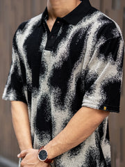 Spray Art Half White Half Sleeve Polo T-Shirt