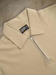 Beige Half Zipper Polo Half Sleeve T-Shirt