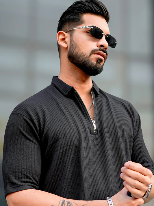 Elliot Black Half Sleeve Polo T-Shirt