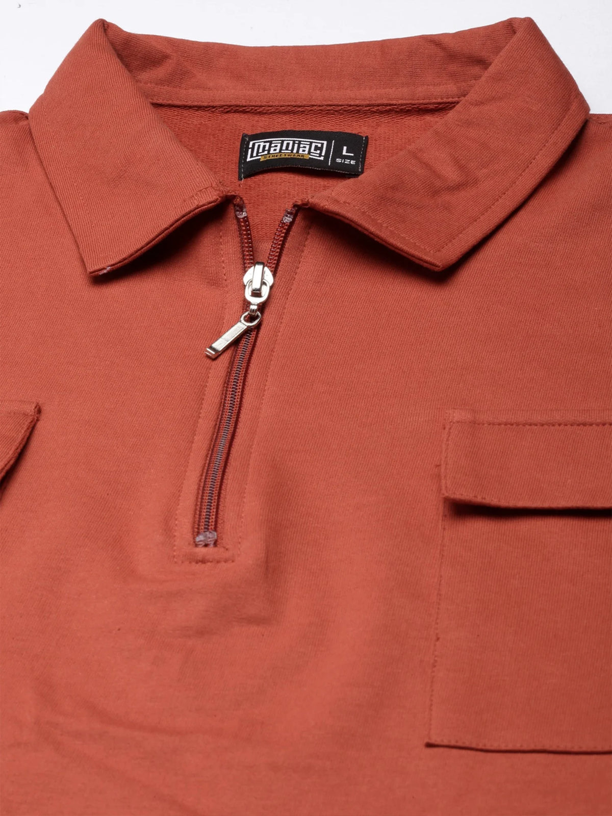 Rust full sleeve pocket polo t-shirt for men - view 4