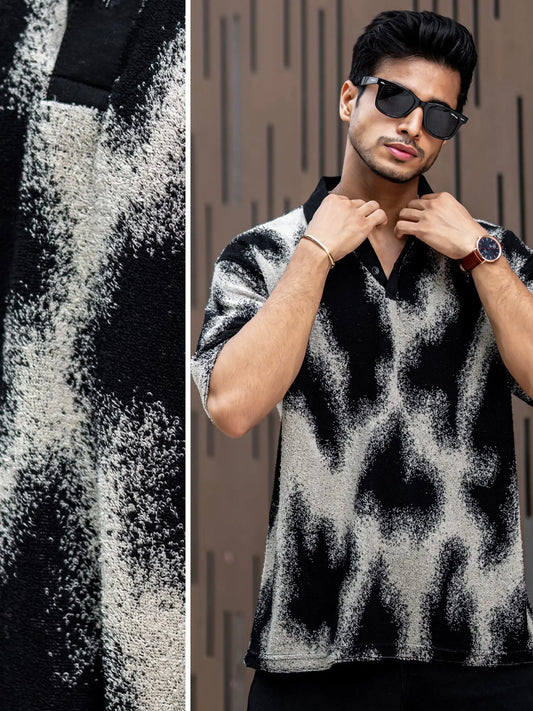 Spray Art Half White Half Sleeve Polo T-Shirt