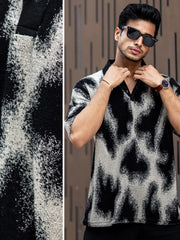 Spray Art Half White Half Sleeve Polo T-Shirt