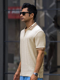 Cream Half Sleeve Polo T-Shirt