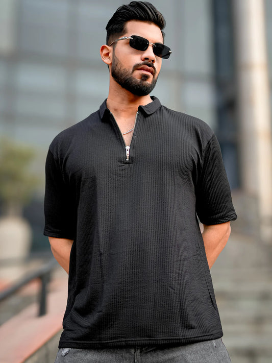 Elliot Black Half Sleeve Polo T-Shirt