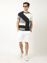 Sheernet FlatKnit Cotton Black Half Sleeve T-Shirt