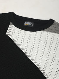 Sheernet FlatKnit Cotton Black Half Sleeve T-Shirt