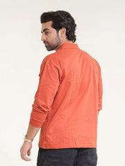 Cargo Pocket Rust Full Sleeve Polo T-Shirt