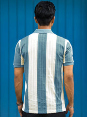 Bold Stripe Blue Half Sleeve Polo T-Shirt