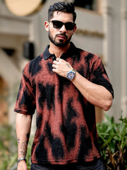 Spray Art Maroon Half Sleeve Polo T-Shirt