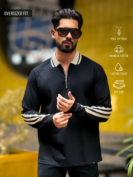 Cross cut Tape Full Sleeve Polo T-Shirt