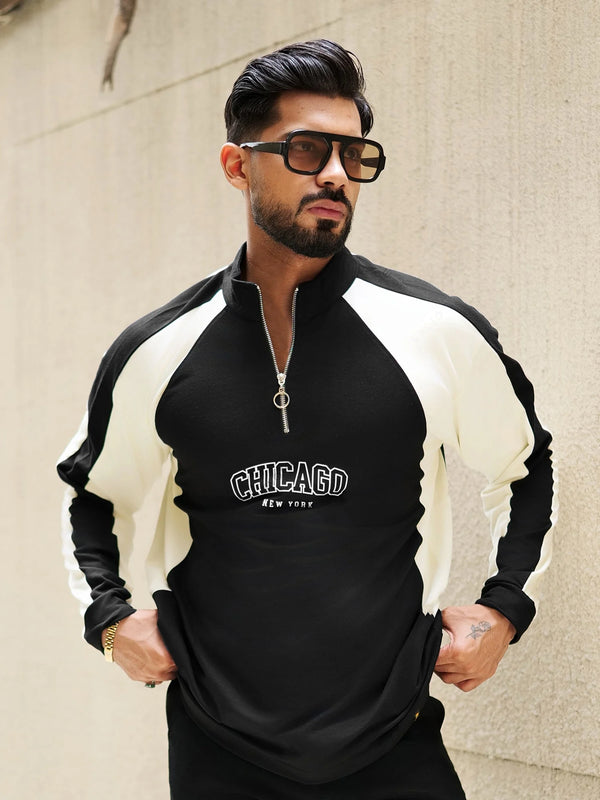 Black full sleeve chicago t-shirt for men