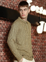 Hyper Mesh Dusty Green Full Sleeve Polo T-Shirt