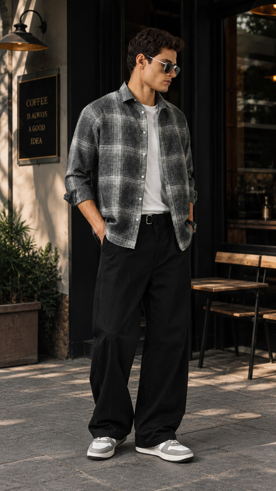 Graphite Plaid Layer Co-ord