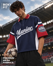 Maniac Mesh Navy Half Sleeve Polo T-Shirt