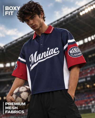 Maniac Mesh Navy Half Sleeve Polo T-Shirt