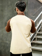 Beige half sleeve boston zipper polo t-shirt for men - view 3