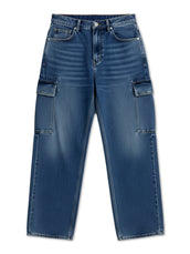 Deep ocean baggy cargo jeans for men