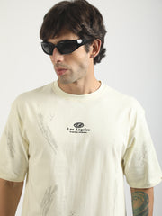 Los Angles Cream Half Sleeve T-Shirt